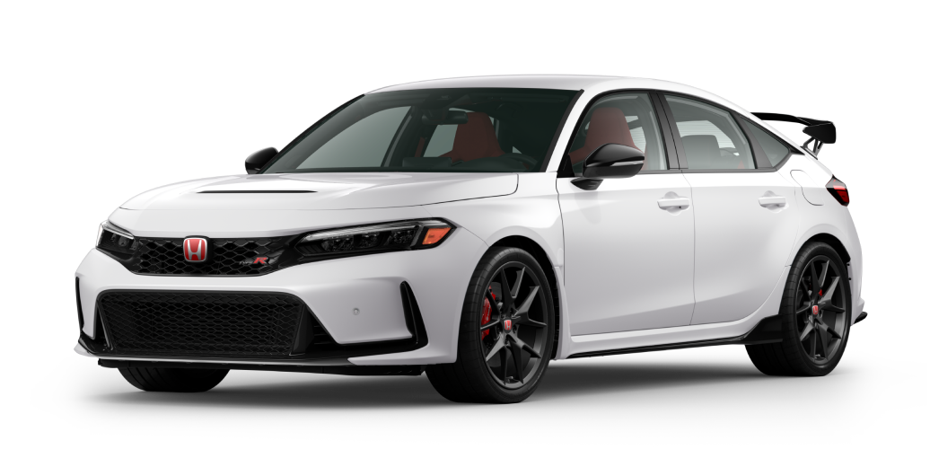 3/4 front view of white Type R on black white space.