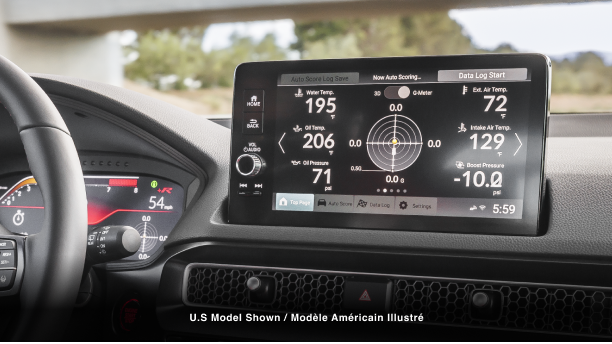 Closeup of the touchscreen displaying LogR™ info. 